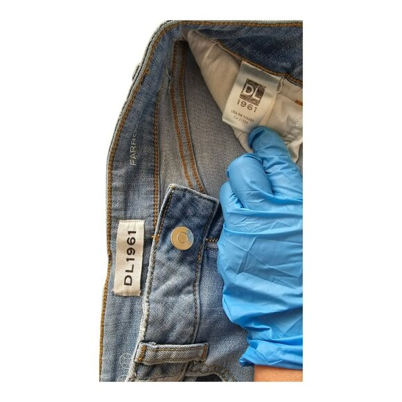 DL1961 Jeans Women Sz 26 Blue Instaslim Ankle Mid-Rise Distressed Thrashed - Picture 12 of 15